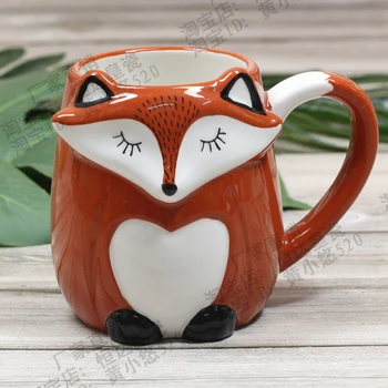 500 МЛ Сладък Животни 3D Лисица Чашата за Кафе с Голям Капацитет Ръчно Рисувана Карикатура Керамика Закуска Чаша За Мляко Безплатна Доставка