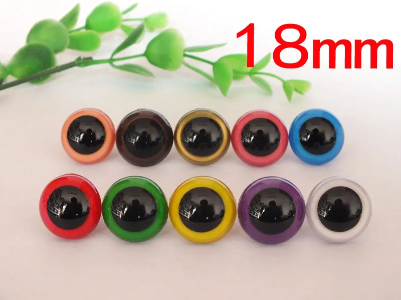 безплатна доставка!! 18 мм-Големи Защитни очите Пластмасови играчки Очите с шайби - mixcolors -50 бр.