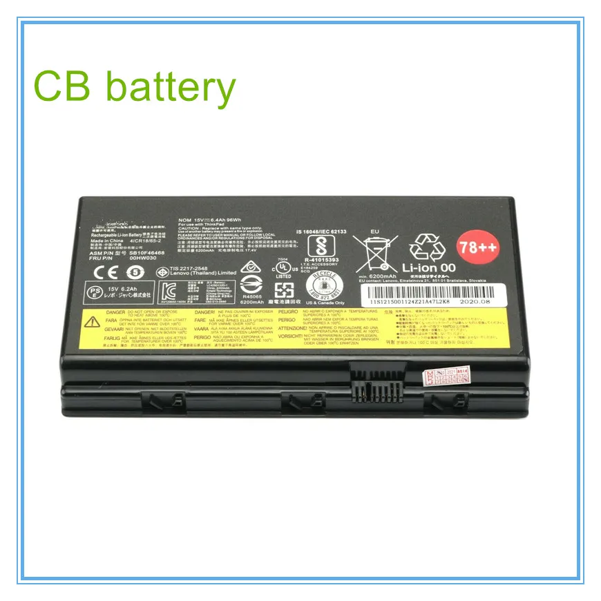 Оригинална Батерия за лаптоп серия P70 FRU 00HW030 AMS FB10F46468 15v 6.4 AH 96WH 4ICR18/65-2